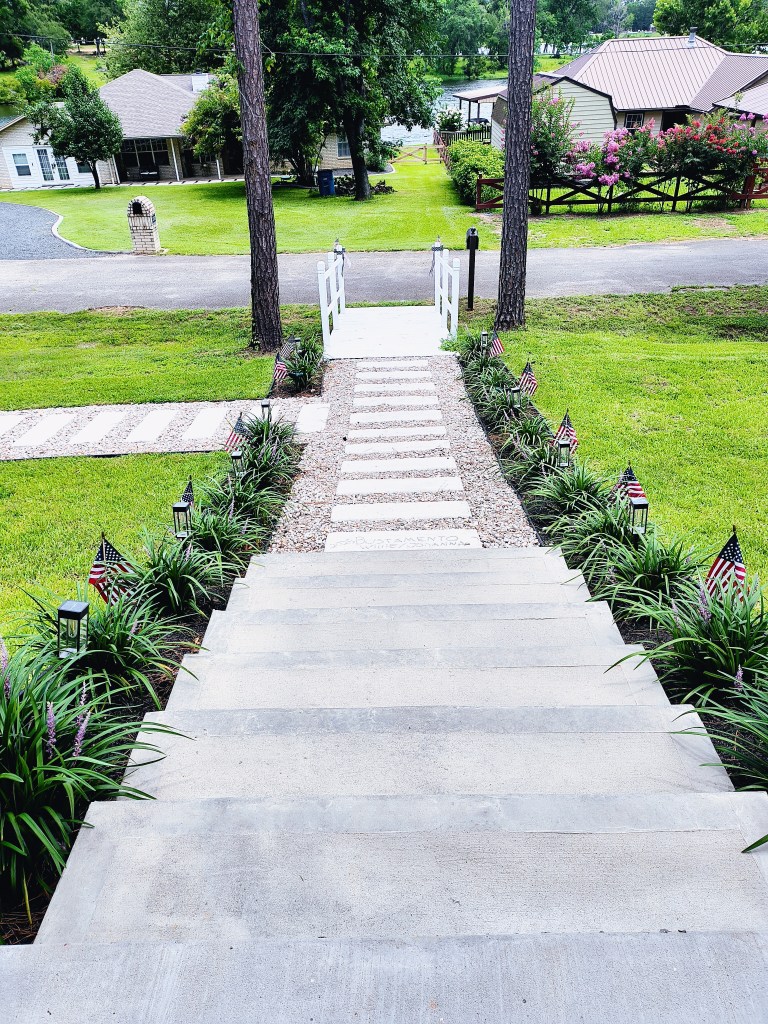 American Flags down our front walkway for the 4th of July.
acrossthelake.blog