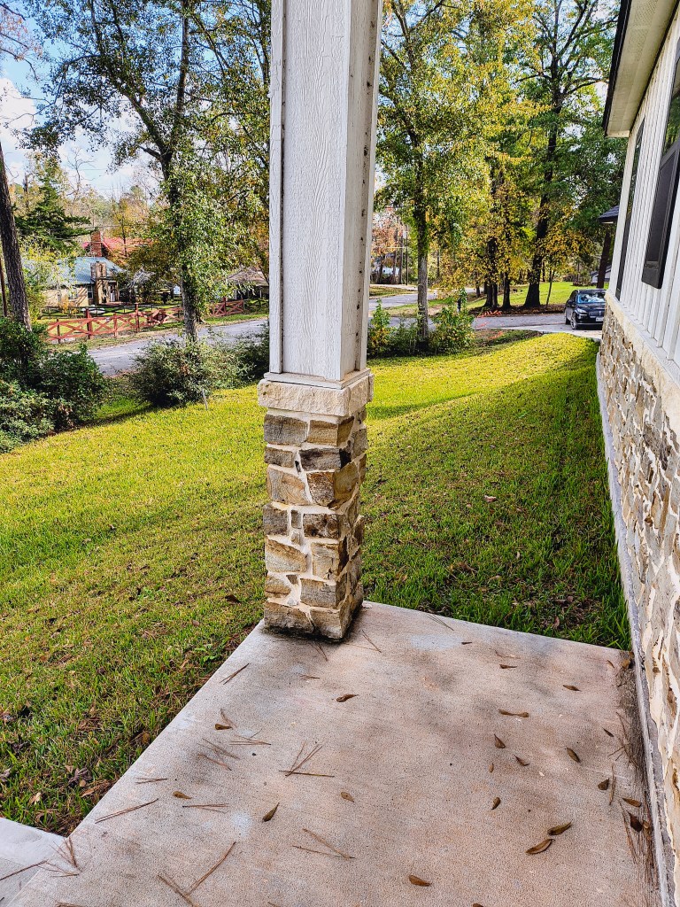 Before Photo:  Front Porch to South Lawn View and Front Facade.  acrossthelake.blog