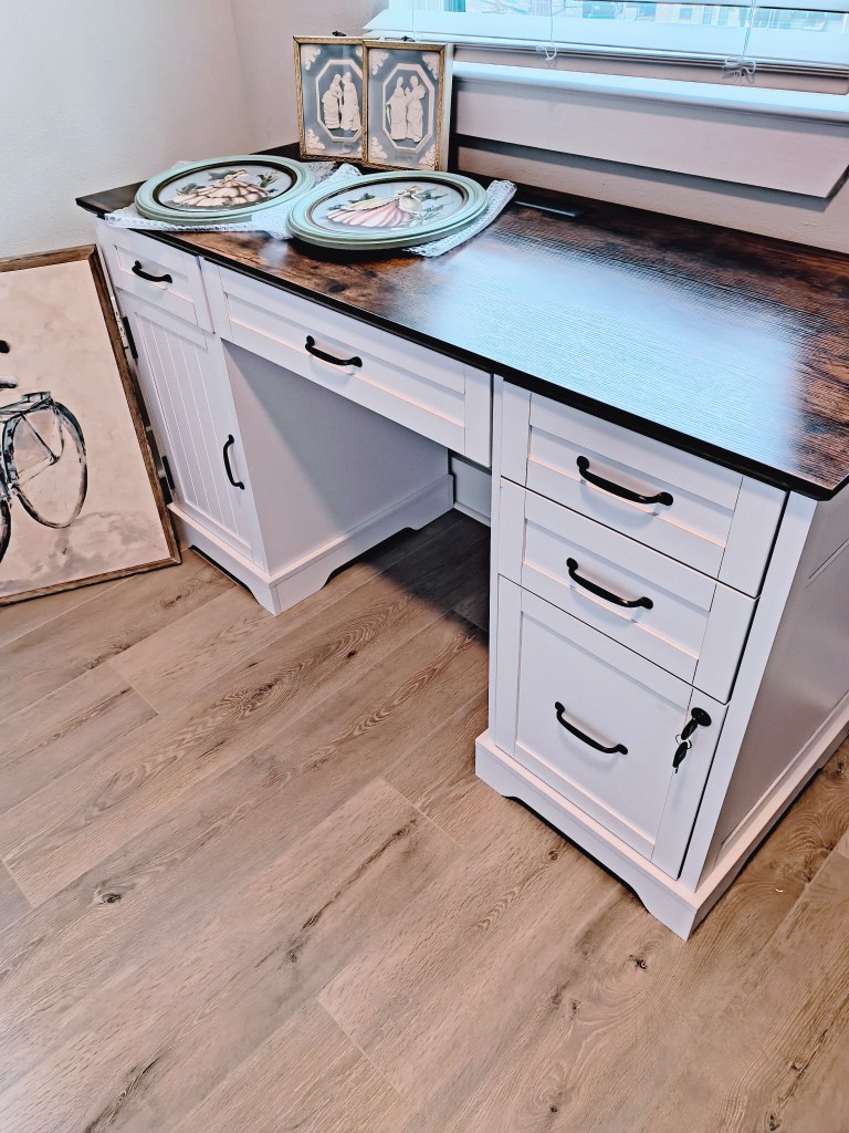 White Farmhouse Desk with File Cabinet from Amazon.
https://amzn.to/4e5zi3G
acrossthelake.blog