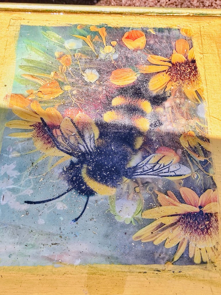 Bumble Bee decoupage table top by Gloria's Good Vibrations Furniture.
acrossthelake.blog
