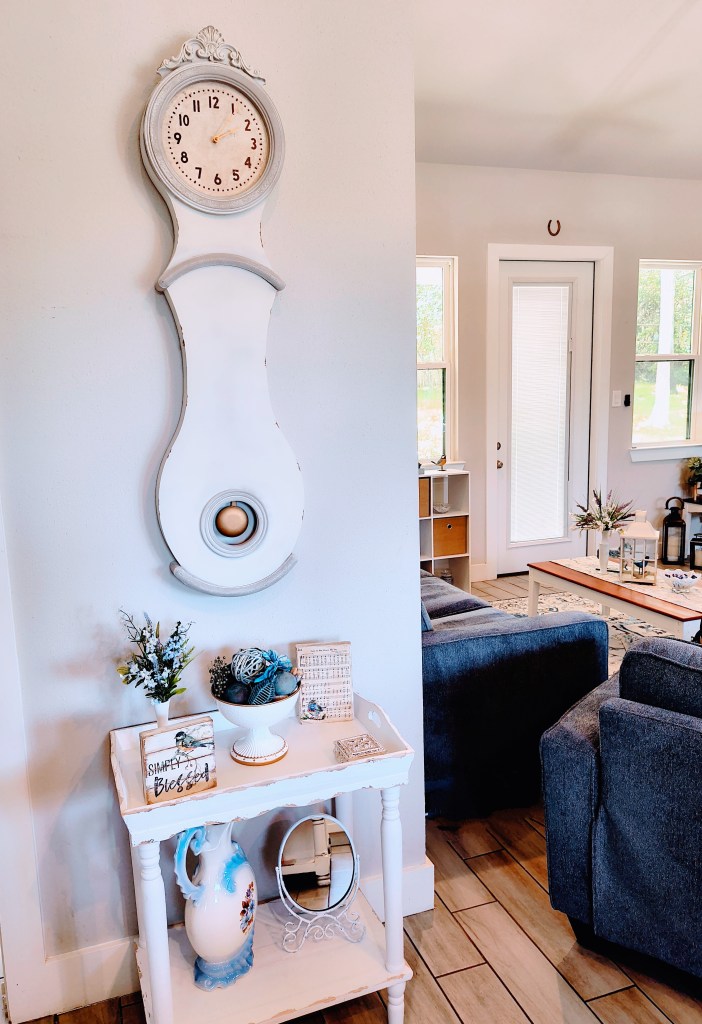 Mora style wall clock. Antique Mall find.
acrossthelake.blog