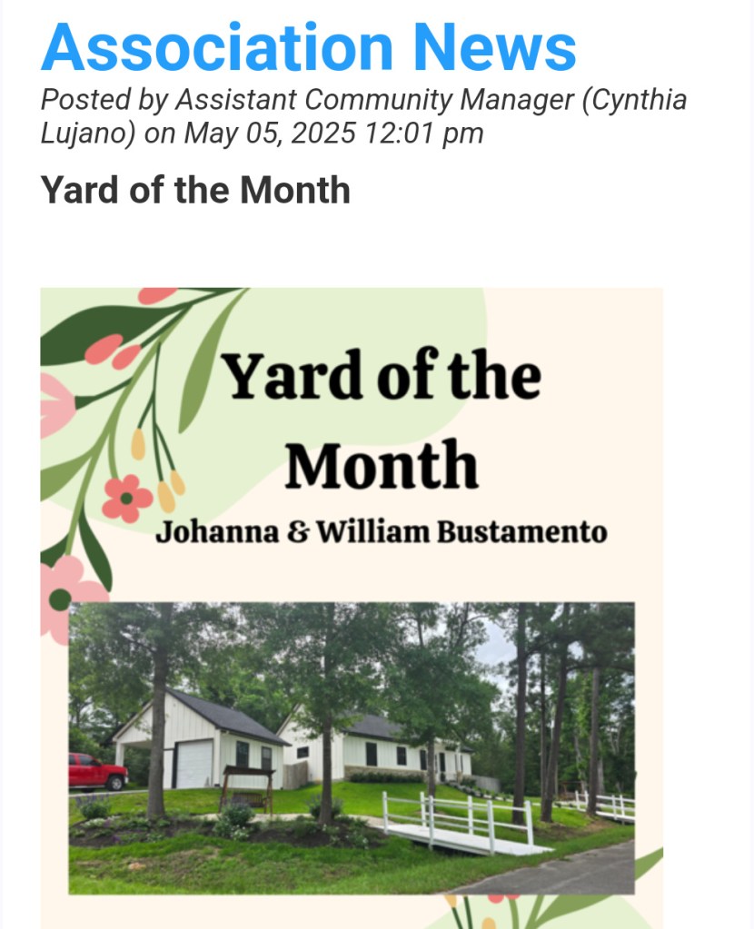 Royalview receives Yard of the Month honor for May, 2025.
acrossthelake.blog