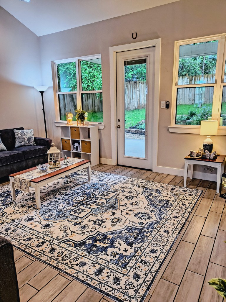 Vintage Style Blue and White Area Rug from Amazon.
https://amzn.to/42l7G50
acrossthelake.blog