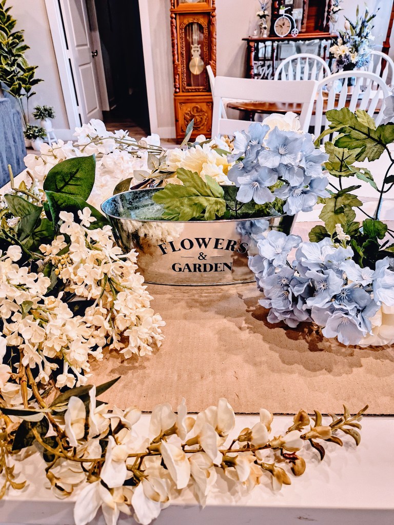 Silver oval flower tin that says Flowers and Garden.
acrossthelake.blog