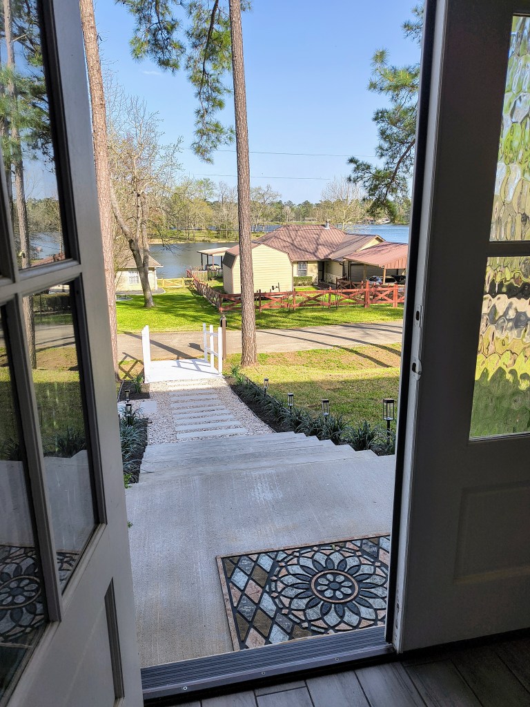 After photo:  View from our front door.  acrossthelake.blog