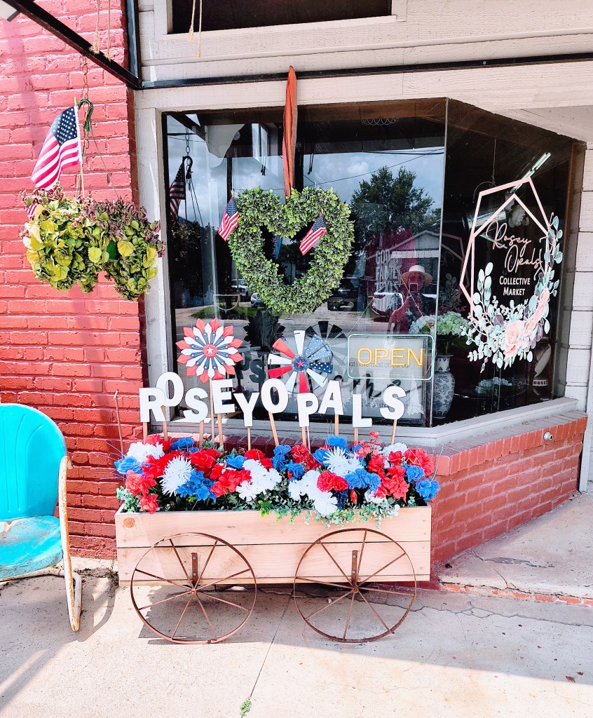 Rosey Opals Collective Market in New Waverly, Texas.  A great place to shop for vintage, antiques, and boutique fashions.  There is also an old fashioned ice cream parlor inside.
acrossthelake.blog