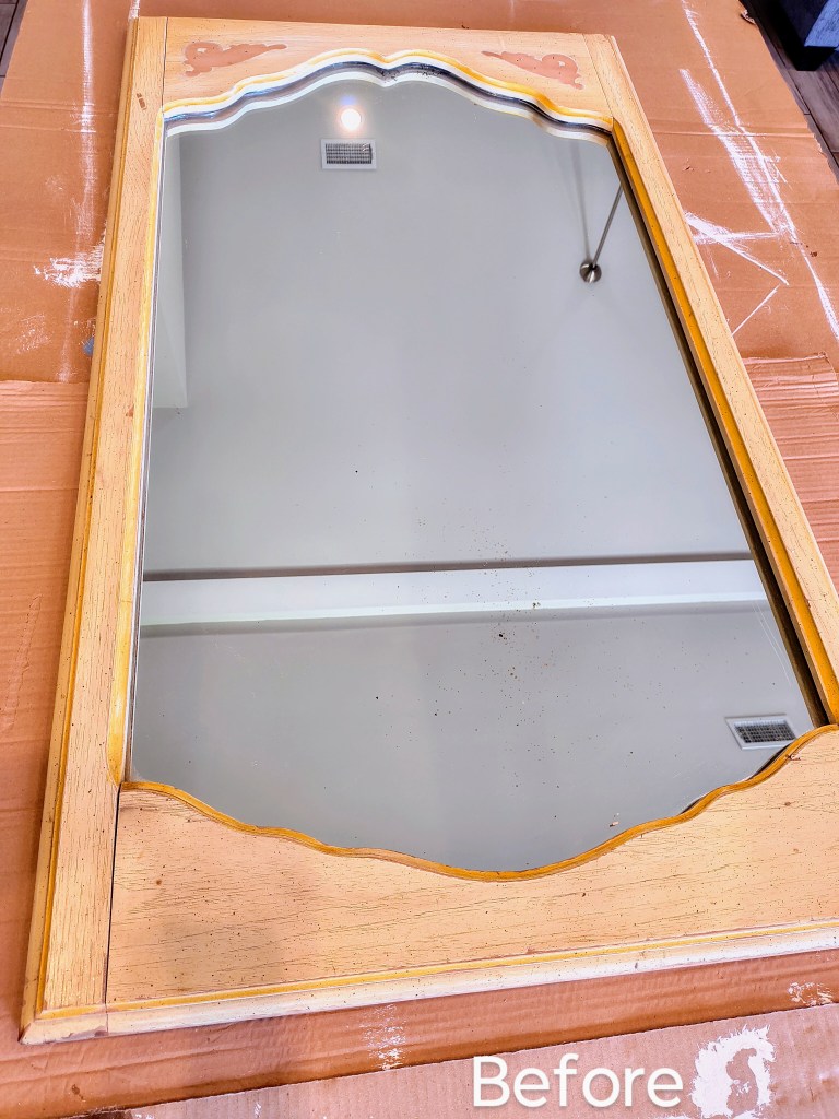 Vintage mirror makeover, before picture.
acrossthelake.blog